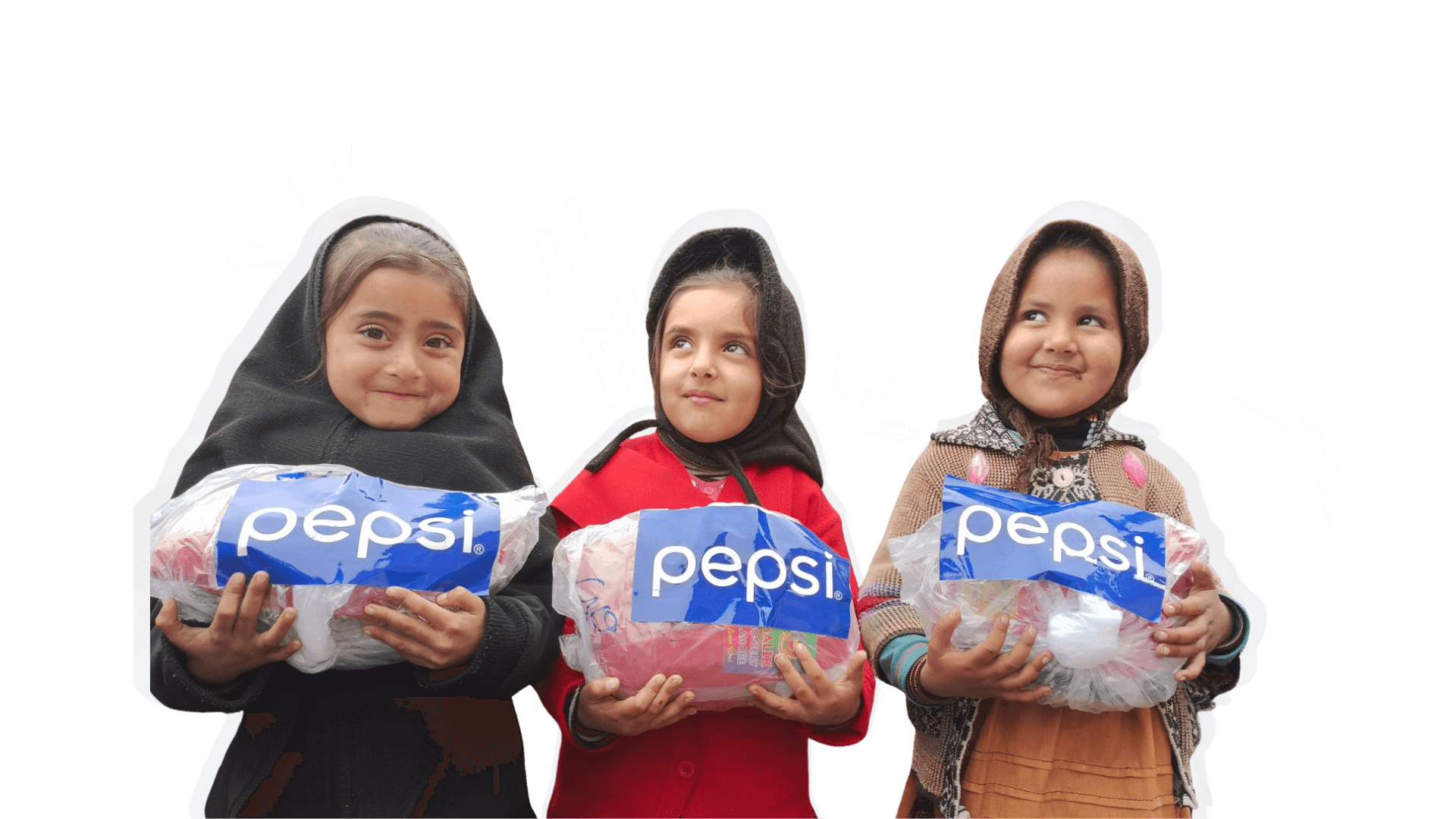 Children holding Pepsi packages