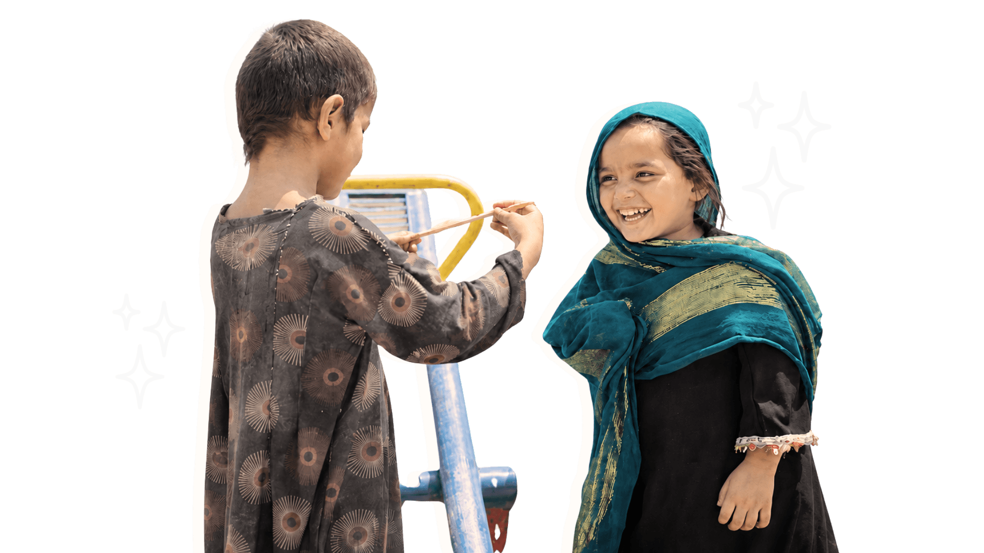 Two children smiling